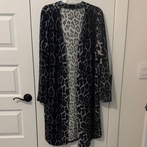 Leopard Print Long Cardigan Duster